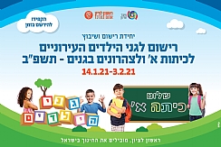 רישום לגני הילדים לכיתות א' ולצהרונים בגנים - שנה"ל תשפ"ב